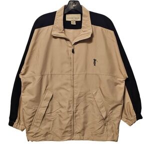 Cutter & Buck Mens Full Zip Windbreaker Golf Jacket Tan Black Small JT3